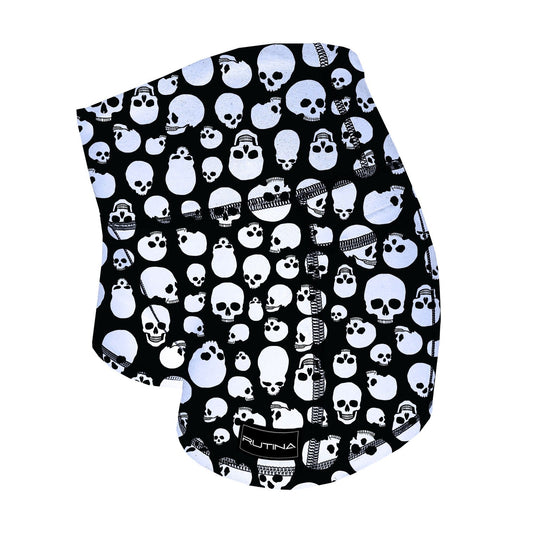 Performance Booty Shorts - Black & White Skulls