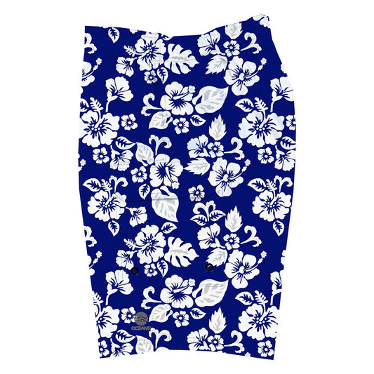 EasyFit Boardshorts - Navy & White Hibiscus